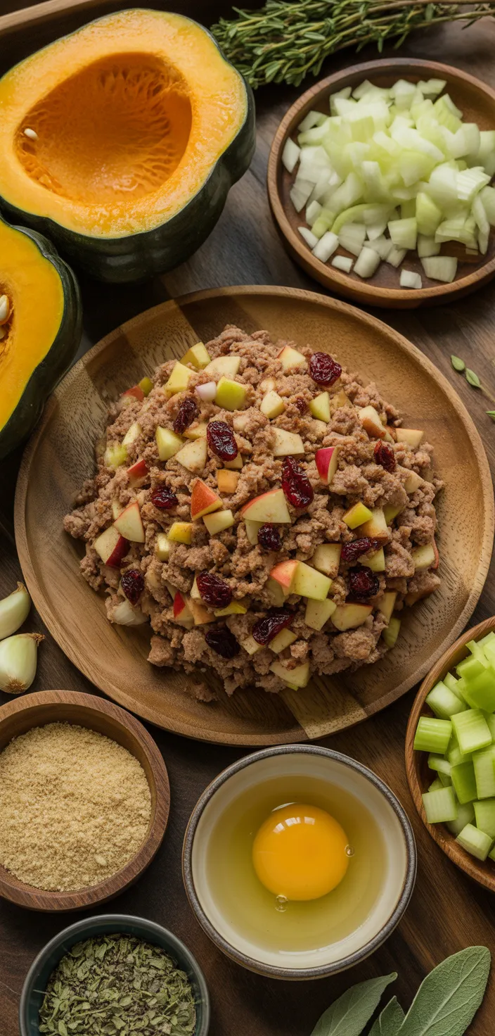 Ingredients photo for Turkey Stuffed Acorn Squash Recipe