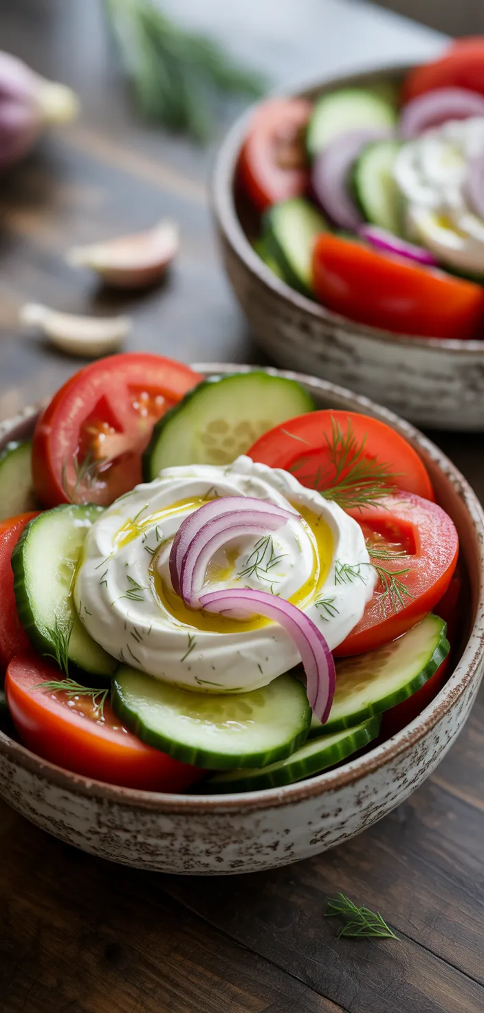 Ingredients photo for Creamy Cucumber Tomato Salad Recipe