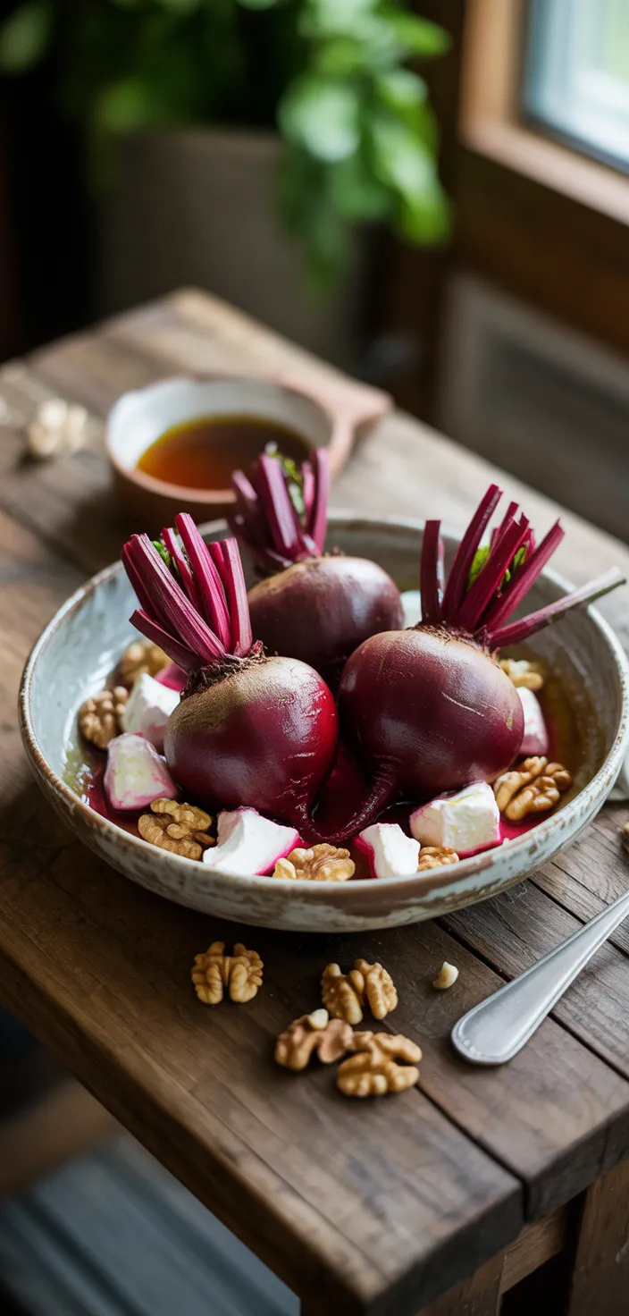 Ingredients photo for Roasted Beet Salad With Walnuts, Goat Cheese And Honey Balsamic Dressing Recipe