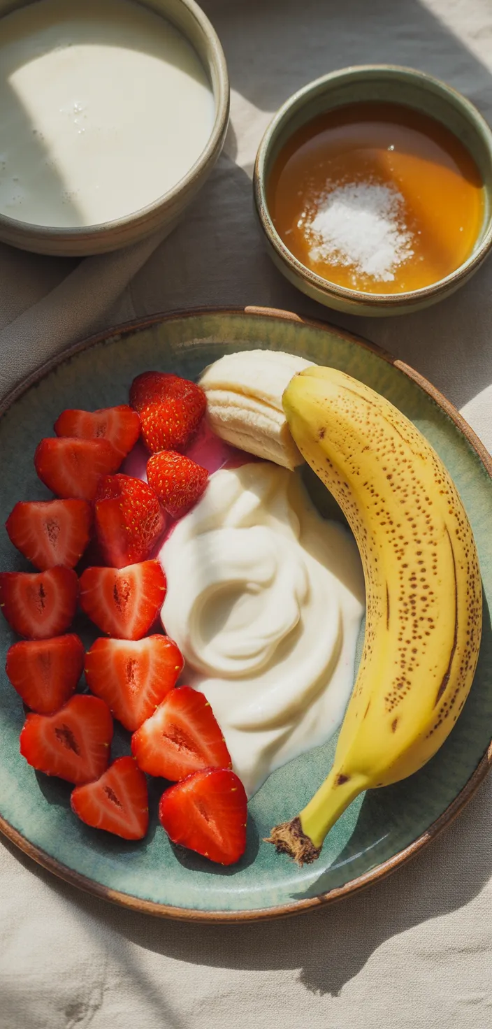 Ingredients photo for Best Strawberry Banana Smoothie! Recipe