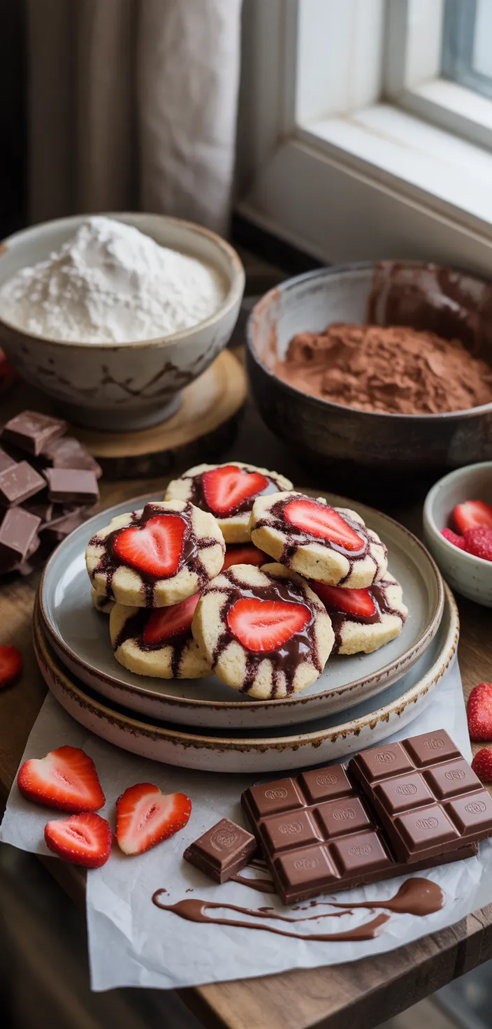Ingredients photo for Chocolate Covered Strawberry Cookies Perfect For Your Sweetheart Recipe