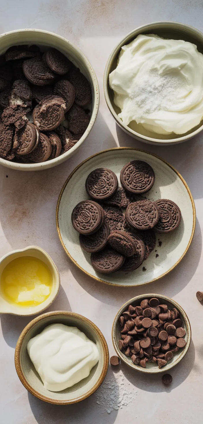 Ingredients photo for Keto Oreo Cheesecake Bars Recipe