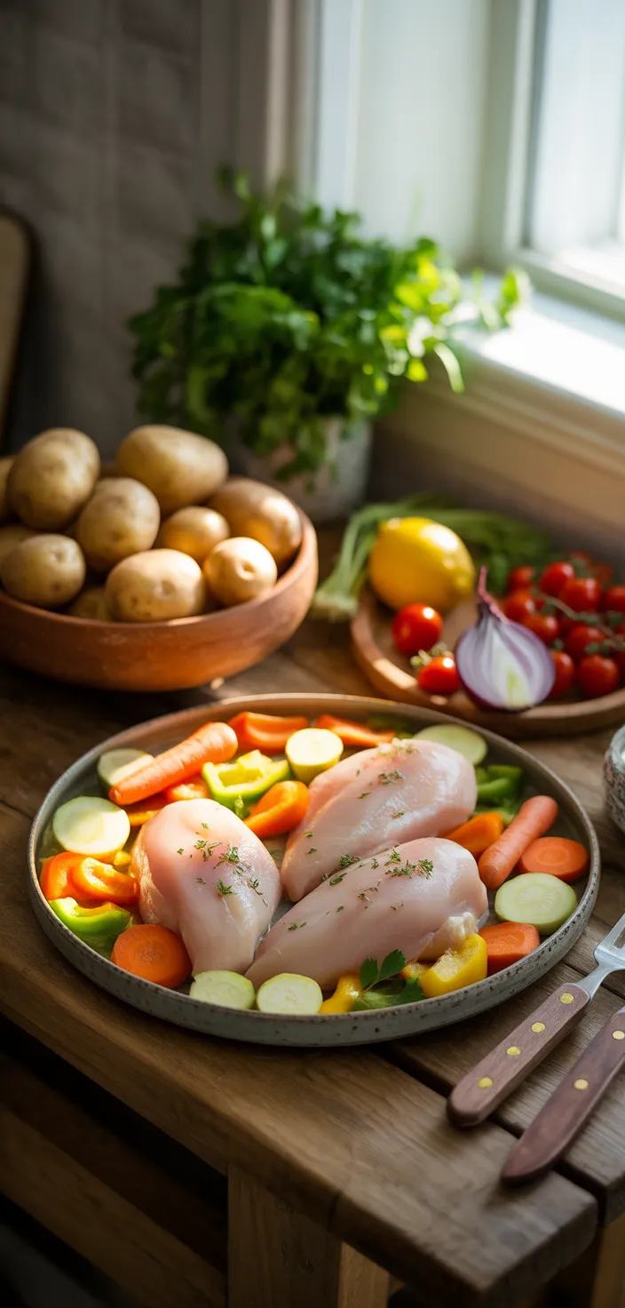 Ingredients photo for One Pan Chicken And Veggies Recipe