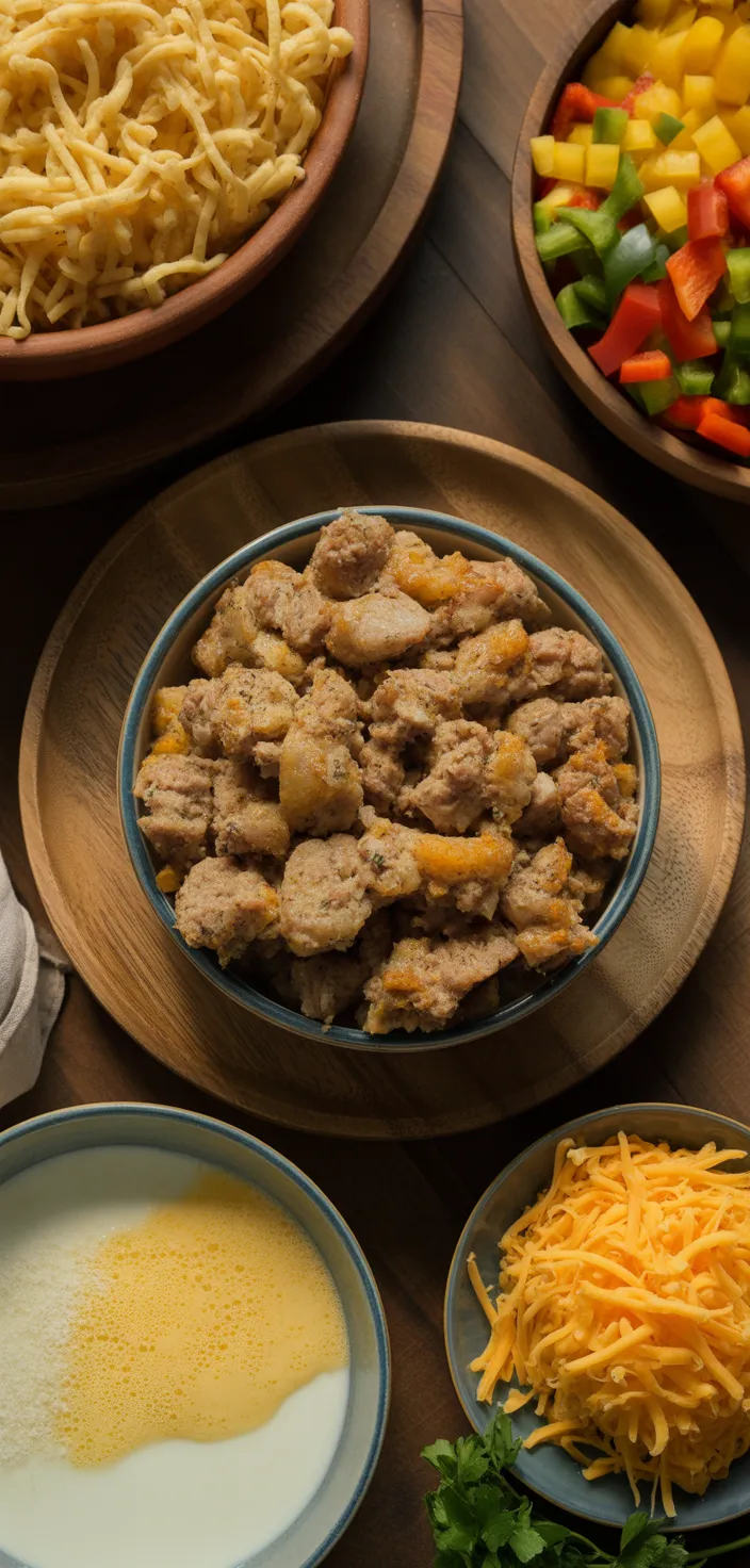 Ingredients photo for Sausage Hashbrown Breakfast Casserole Recipe