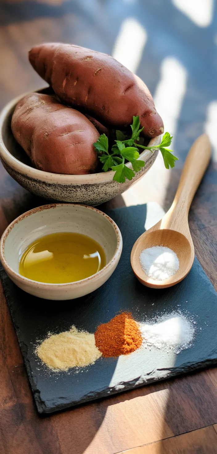 Ingredients photo for Crispy Oven Baked Sweet Potato Fries Recipe