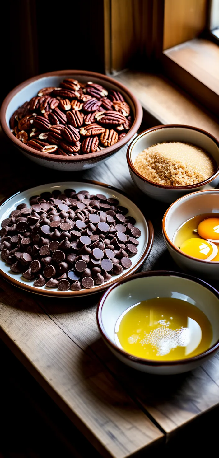 Ingredients photo for Chocolate Bourbon Pecan Pie Recipe